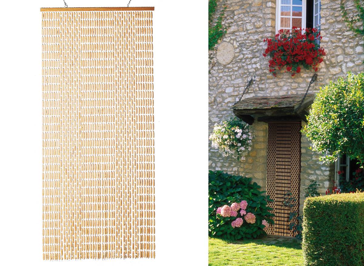 Morel - Rideau de porte olives de buis naturel 90 x 220 cm - Morel