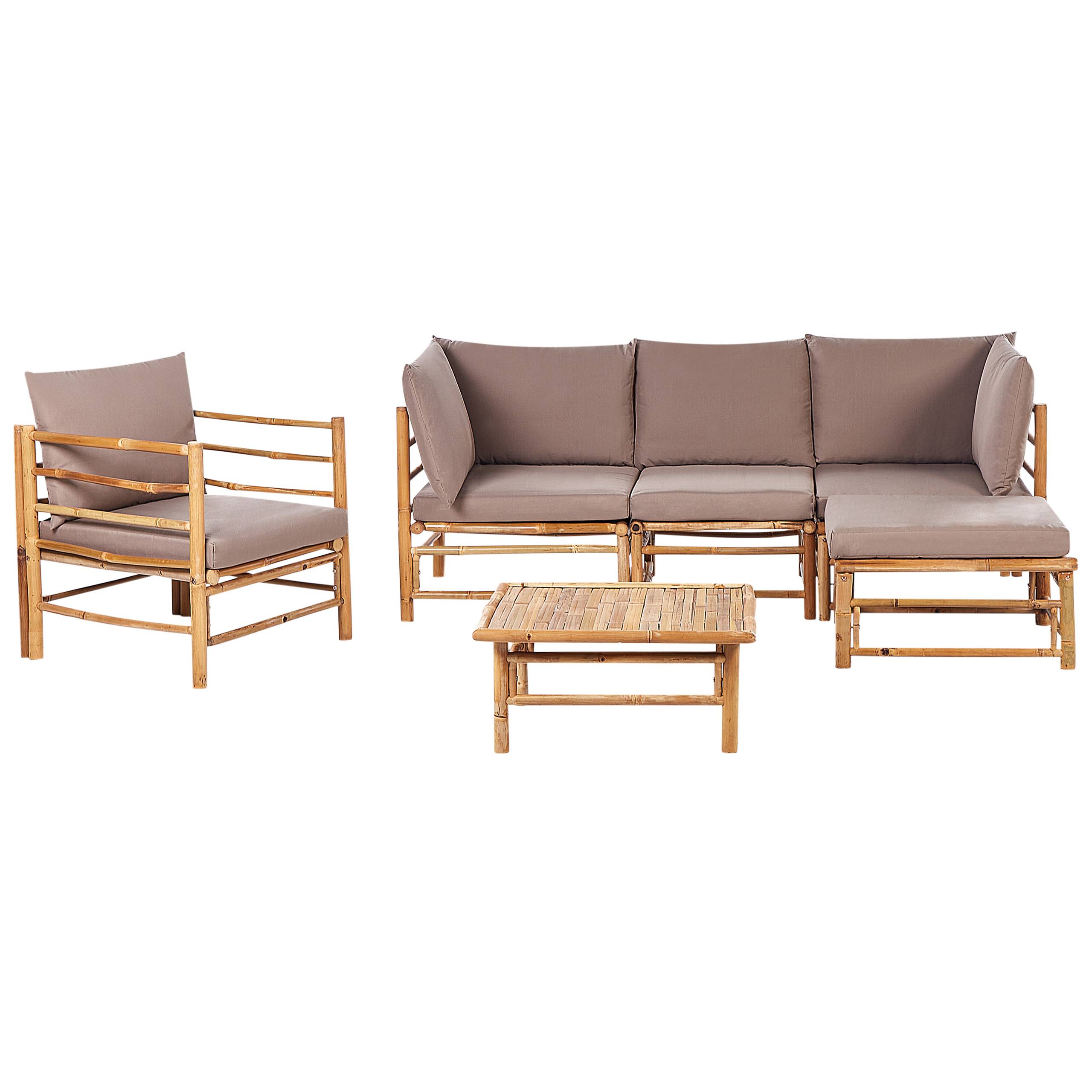 Beliani - Set de jardin, 5 Personnes Bambou Taupe CERRETO - Beliani - Imagen 2