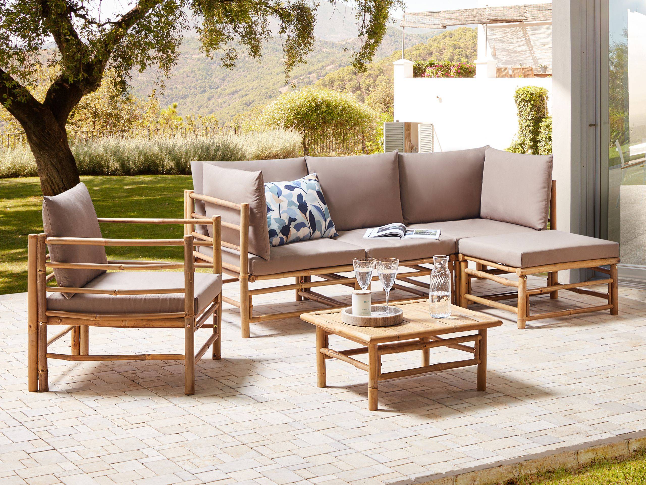 Beliani - Set de jardin, 5 Personnes Bambou Taupe CERRETO - Beliani - Imagen 1