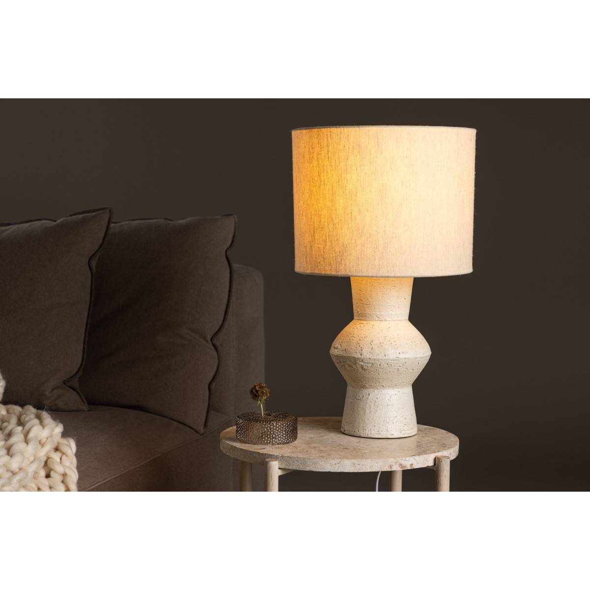 Lampe à Poser en Terre Cuite "Valon" 52cm Ivoire - Image 4