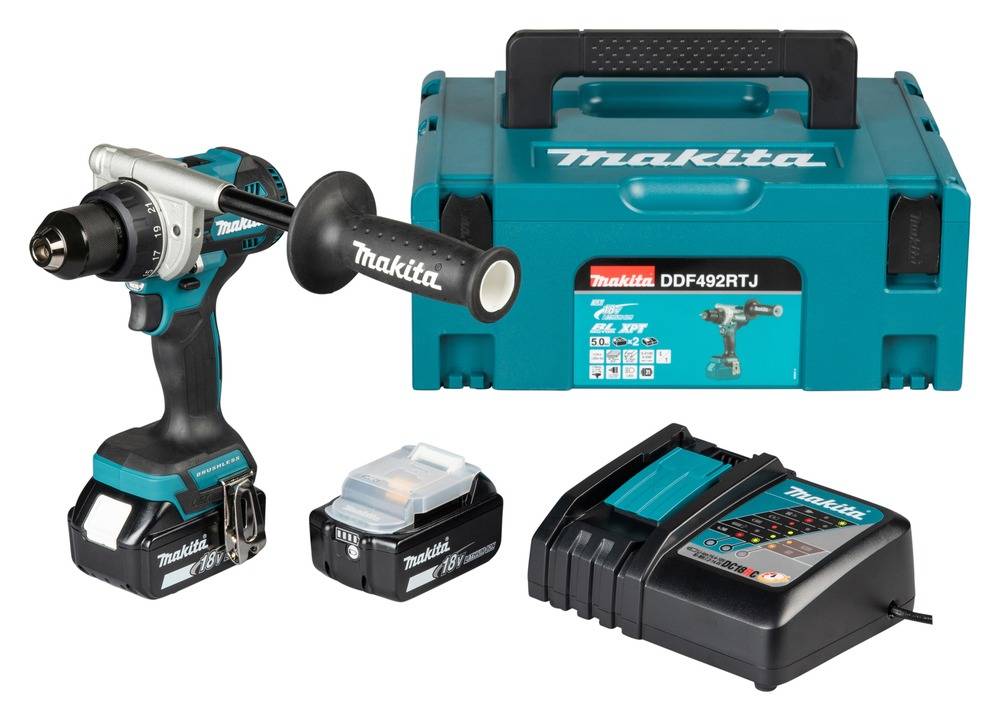 Makita - Perceuse-visseuse sans fil 18V - MAKITA -avec 2 batteries 5Ah - chargeur rapide – MAKPAC - DDF492RTJ