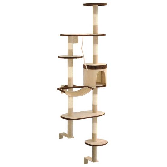 Arbre à chat bois et sisal beige et marron 60 x 30 x 194 cm - PANGIVO - Image 3