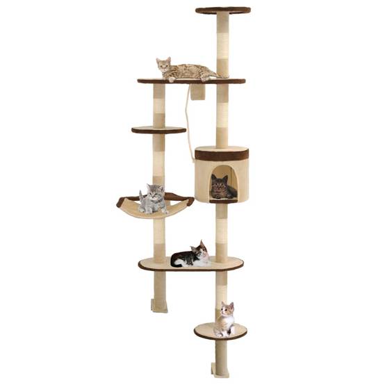 Arbre à chat bois et sisal beige et marron 60 x 30 x 194 cm - PANGIVO - Image 1