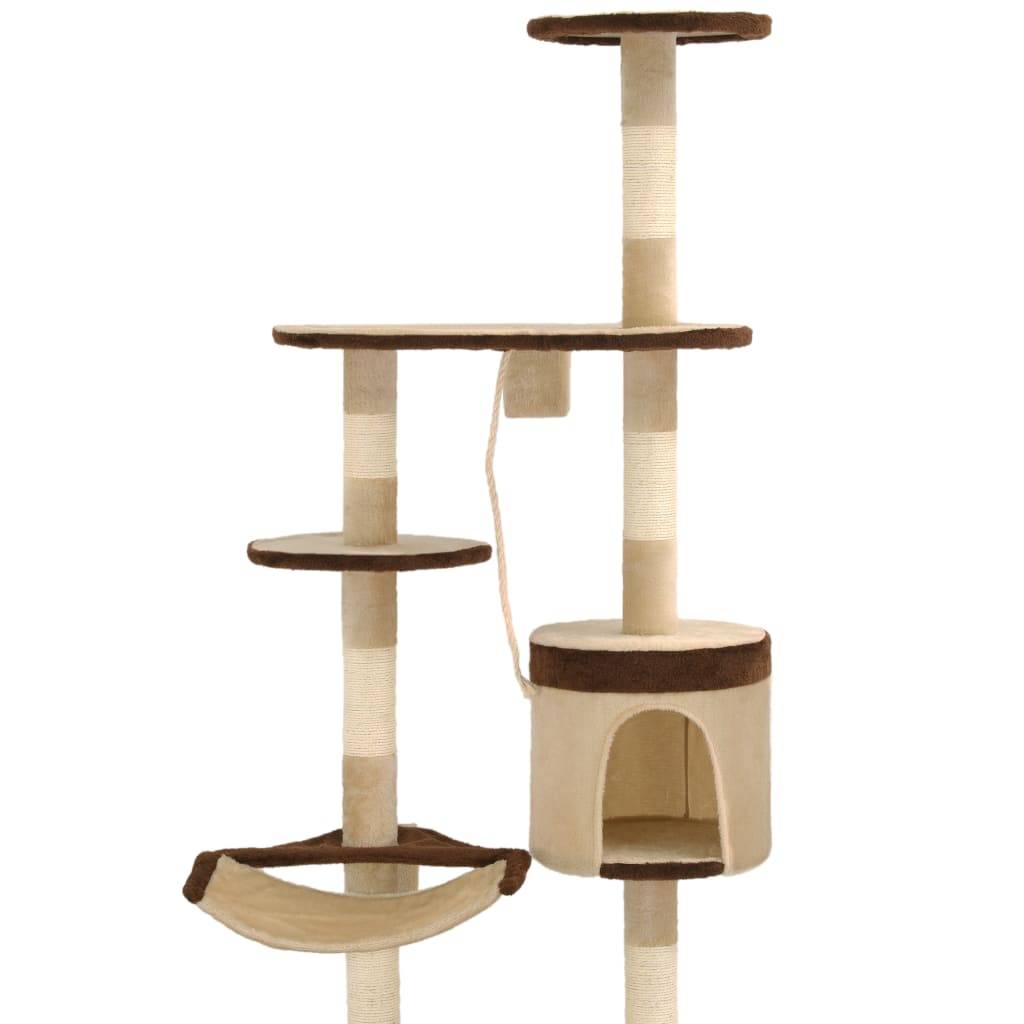 Arbre à chat bois et sisal beige et marron 60 x 30 x 194 cm - PANGIVO - Image 6