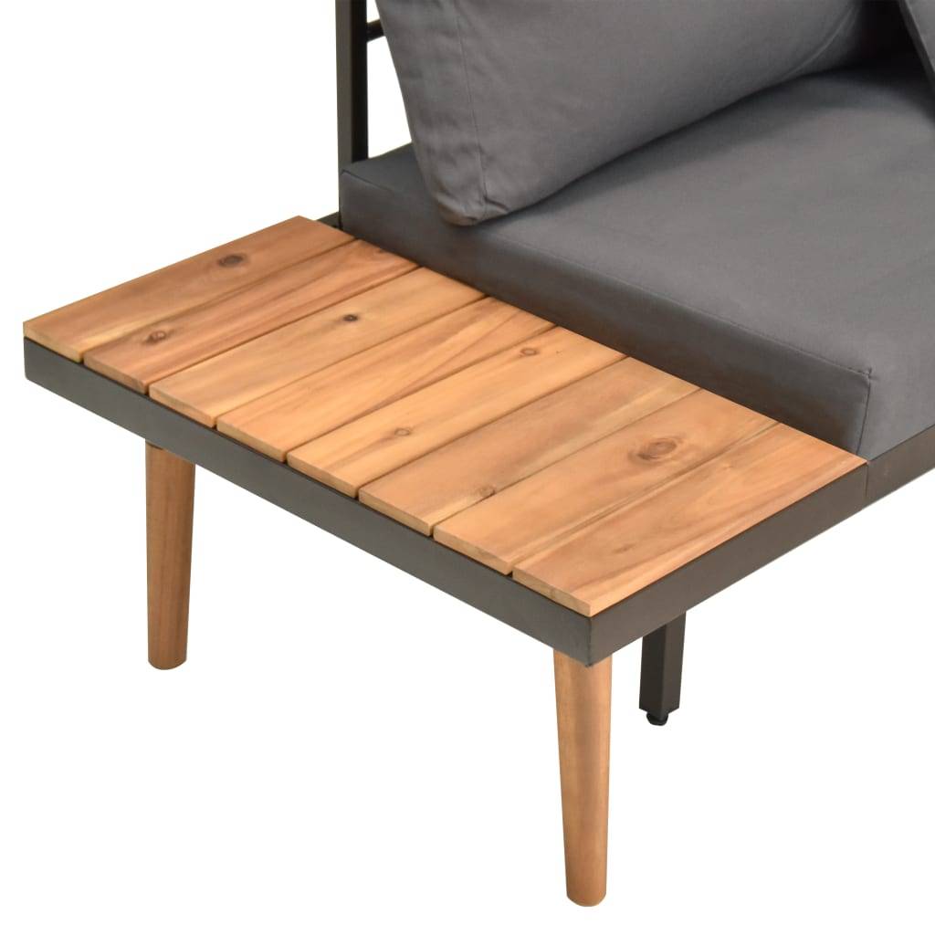 Salon de jardin meuble d'extérieur ensemble de mobilier 4 pièces avec coussins bois d'acacia solide - Image 5