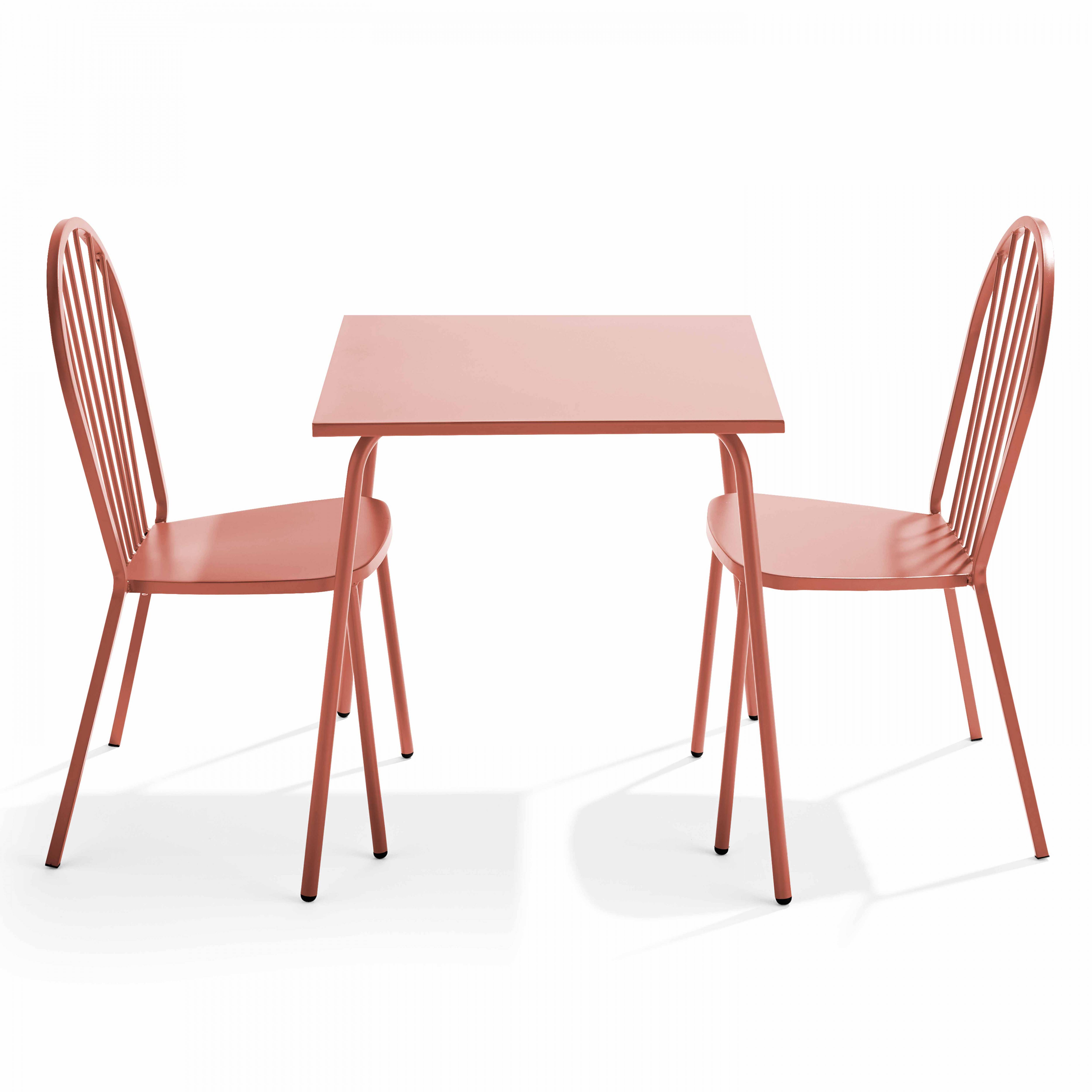 Oviala - Ensemble table de jardin bistrot et 2 chaises en acier argile Palavas - Oviala - Image 1