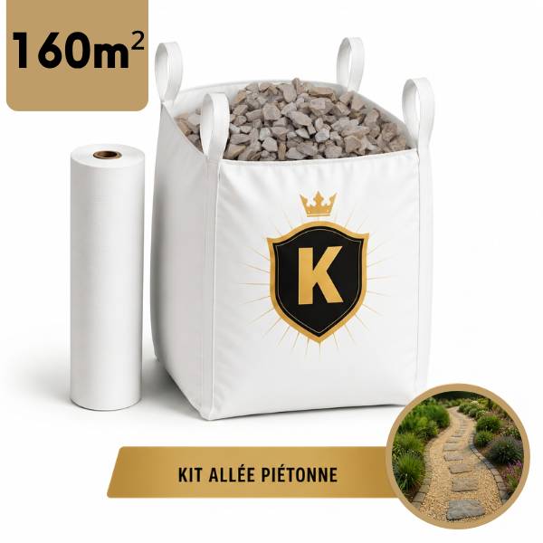 Kit allée piétonne Gravillon blanc 6/16 - 160 m² - Image 1
