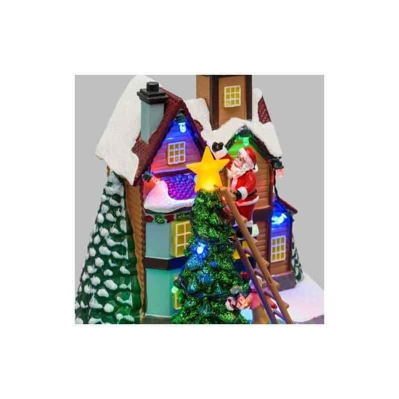 Lotti - Village de noël lumineux animé Père Noël sur échelle et Petit Train Tournant LED Musique Lotti - Imagen 4