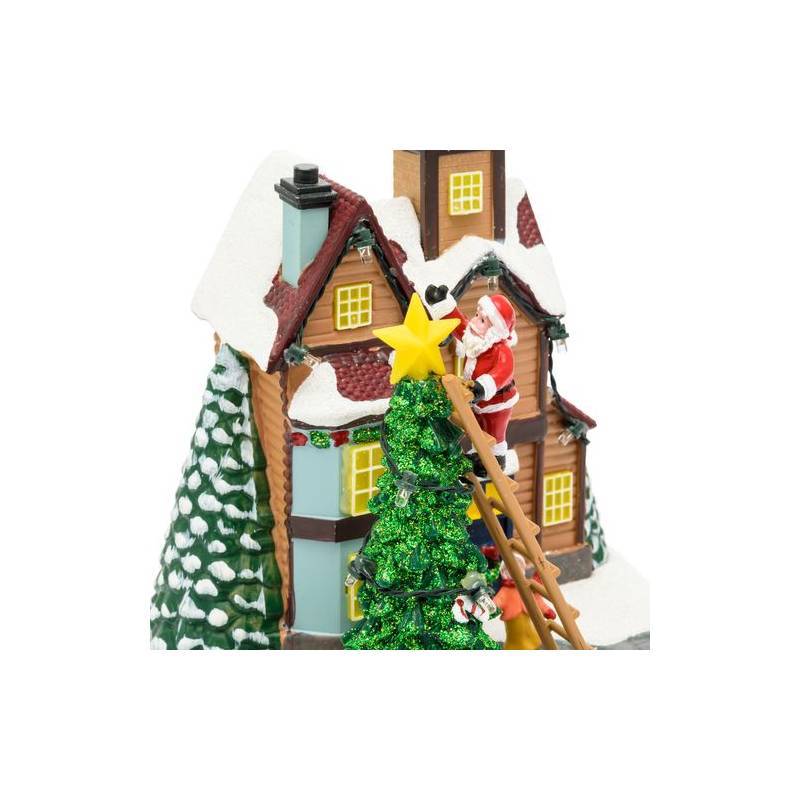 Lotti - Village de noël lumineux animé Père Noël sur échelle et Petit Train Tournant LED Musique Lotti - Imagen 6
