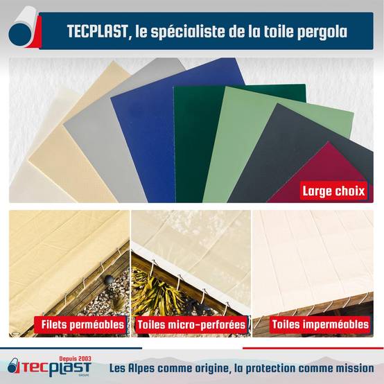 Tecplast - Toile Pergola Blanc Crème 3x6 m LP506PR - Garantie 5 ans - Bâche Pergola ou Tonnelle étanche en PVC pour terrasse TECPLAST - Imagen 6