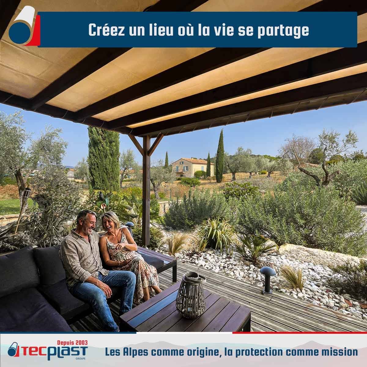 Tecplast - Toile Pergola Blanc Crème 3x6 m LP506PR - Garantie 5 ans - Bâche Pergola ou Tonnelle étanche en PVC pour terrasse TECPLAST - Imagen 3