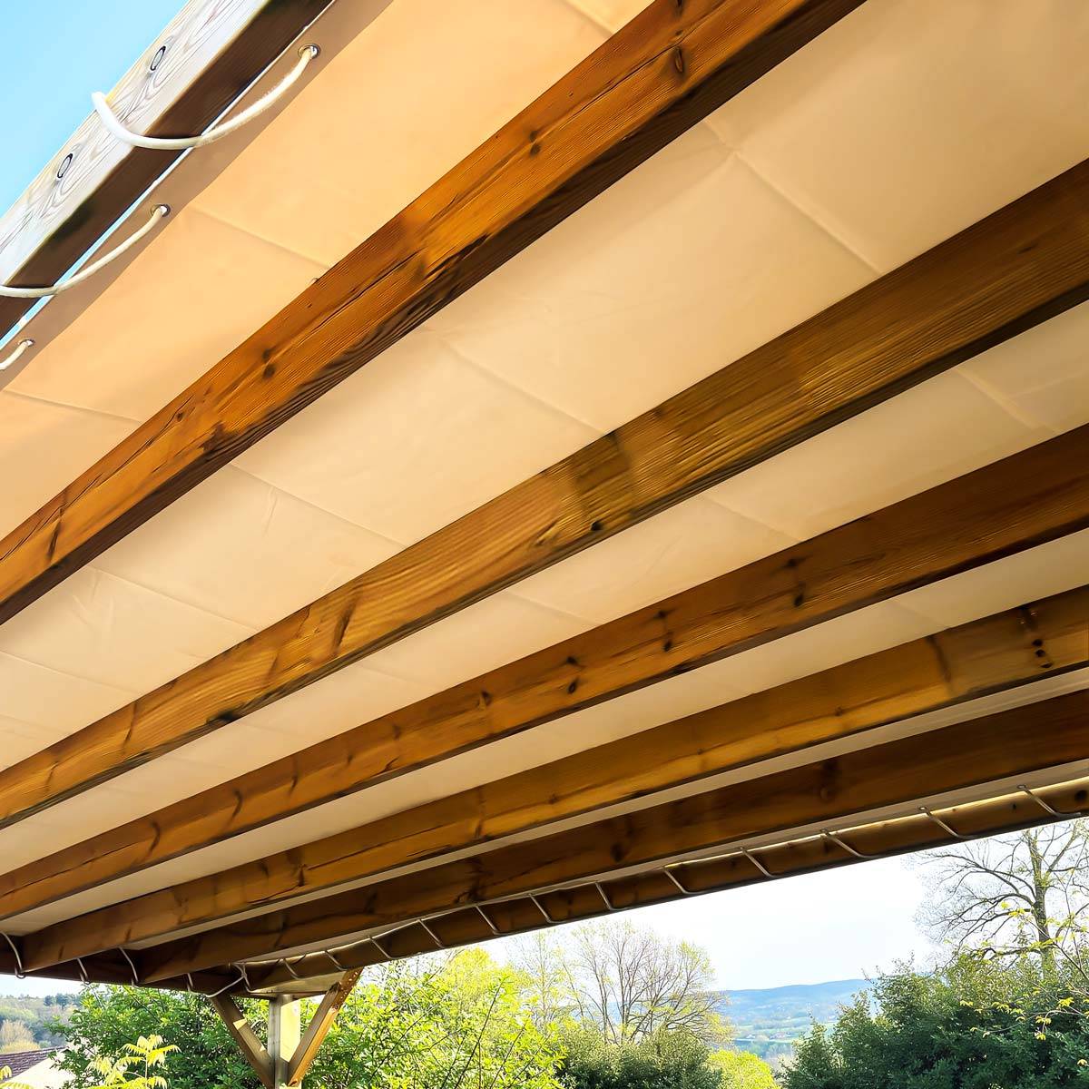 Tecplast - Toile Pergola Blanc Crème 3x6 m LP506PR - Garantie 5 ans - Bâche Pergola ou Tonnelle étanche en PVC pour terrasse TECPLAST - Imagen 1