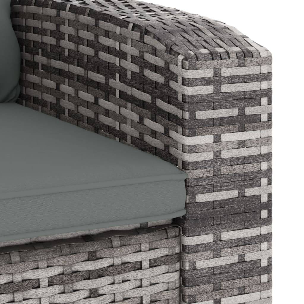 Fauteuil de jardin inclinable - Chaise de jardin - Fauteuil d'extérieur avec coussins gris résine tressée - MEUBLE PRO - Image 7