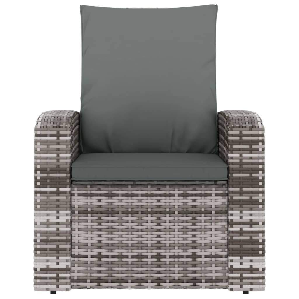 Fauteuil de jardin inclinable - Chaise de jardin - Fauteuil d'extérieur avec coussins gris résine tressée - MEUBLE PRO - Image 3
