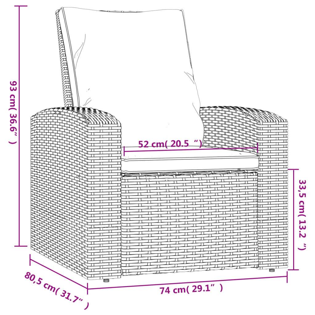 Fauteuil de jardin inclinable - Chaise de jardin - Fauteuil d'extérieur avec coussins gris résine tressée - MEUBLE PRO - Image 10