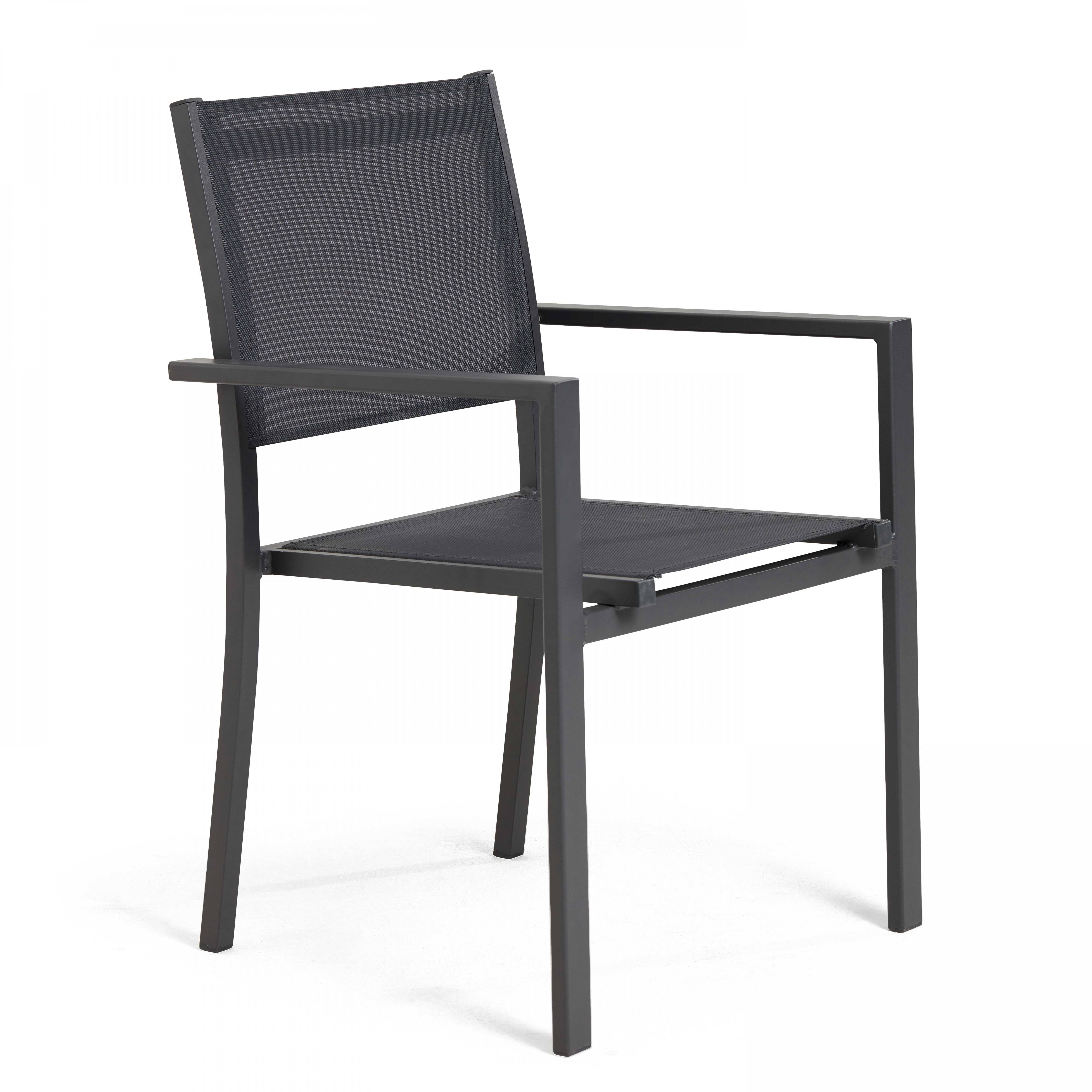 Oviala - Lot de 2 fauteuils de jardin aluminium et textilène gris Nice - Oviala - Imagen 6