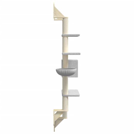 Arbre à Chat Mural Grande Hauteur avec Niche et Griffoir Design Gain de Place Gris 180 cm - ComfortXL Outdoor Living - Image 5