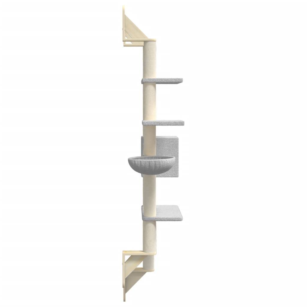 Arbre à Chat Mural Grande Hauteur avec Niche et Griffoir Design Gain de Place Gris 180 cm - ComfortXL Outdoor Living - Image 5