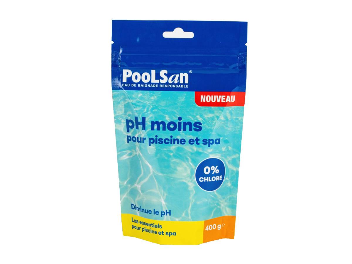 Poolsan - BSI - Poolsan - pH Moins - Poudre - Pour Diminuer Et Stabiliser Le pH de l'Eau - Idéal Pour Piscine Et Spa - 400g - Imagen 1