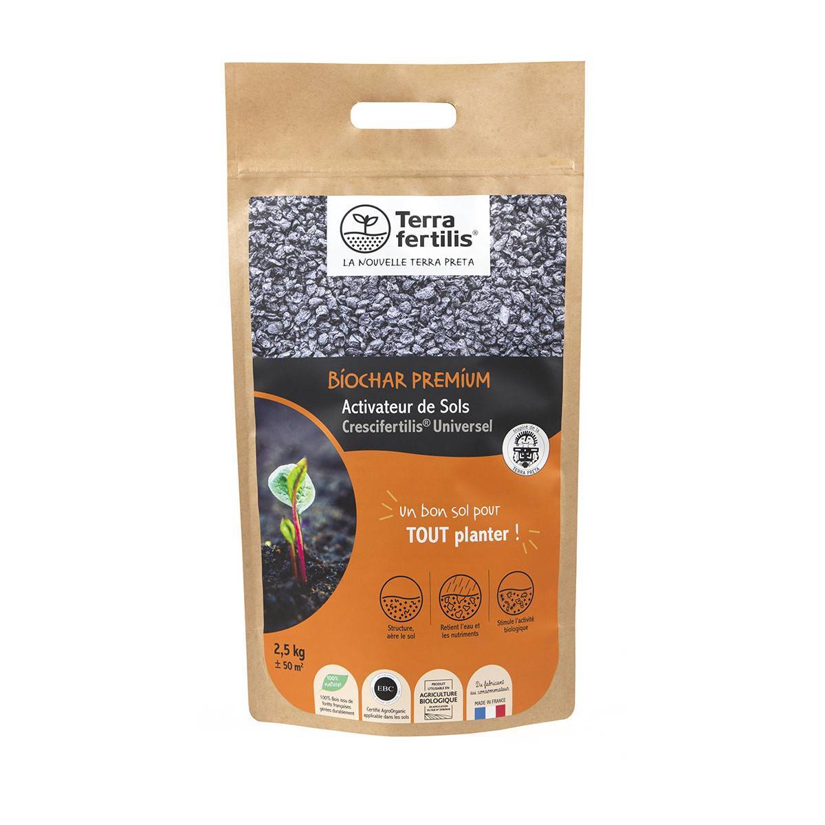 Terra Fertilis - Fertilisant universel Biochar Terra Fertilis - 500 g, 1 kg, 2,5 kgs ou 5 kgs : donnez une nouvelle vie à votre sol - 2.5 kg - Image 1