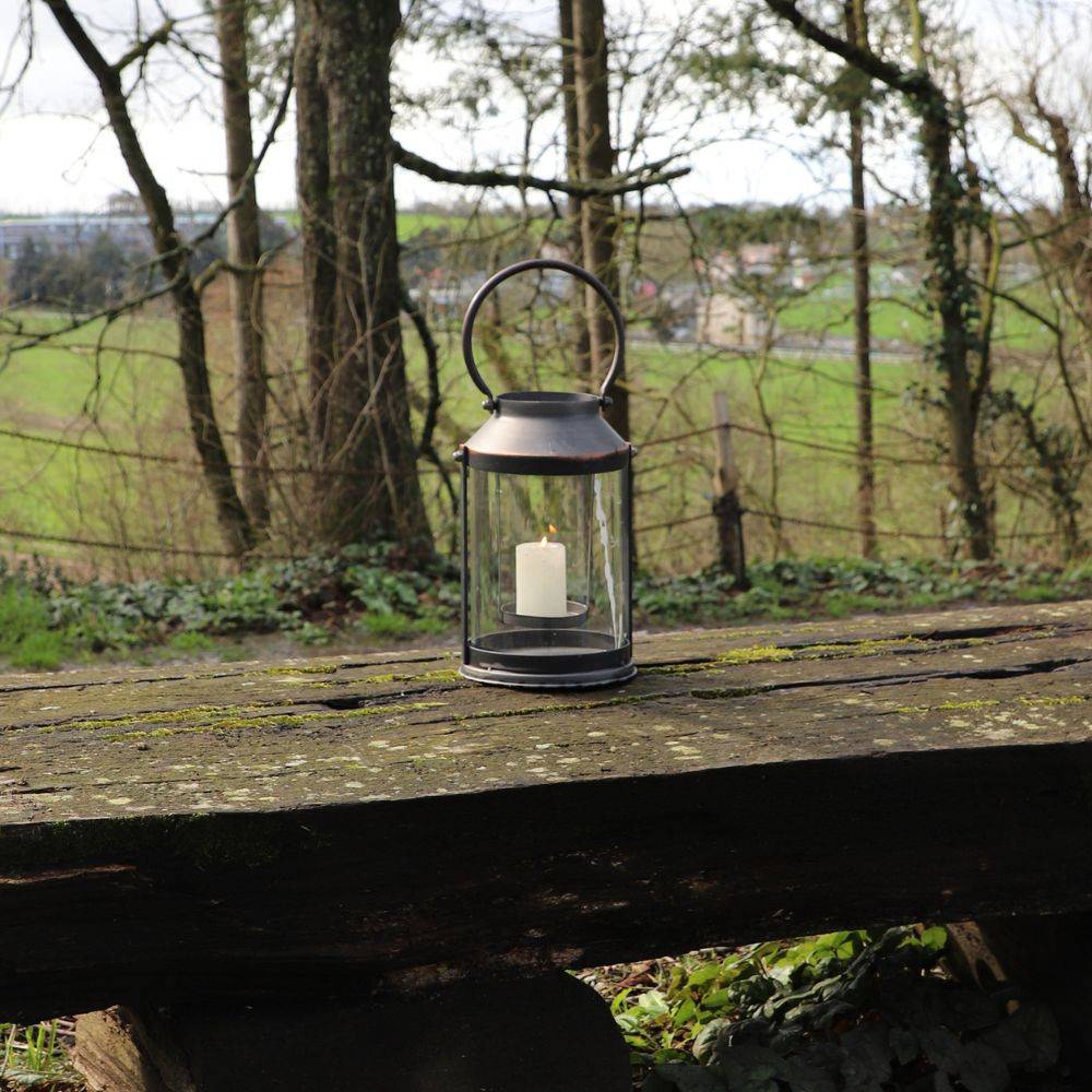 Lanterne pétrole jardin à poser bougie ancienne métal gris 42 cm Chemin de campagne - Imagen 5