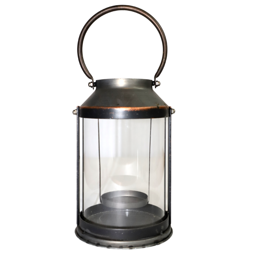 Lanterne pétrole jardin à poser bougie ancienne métal gris 42 cm Chemin de campagne - Imagen 1