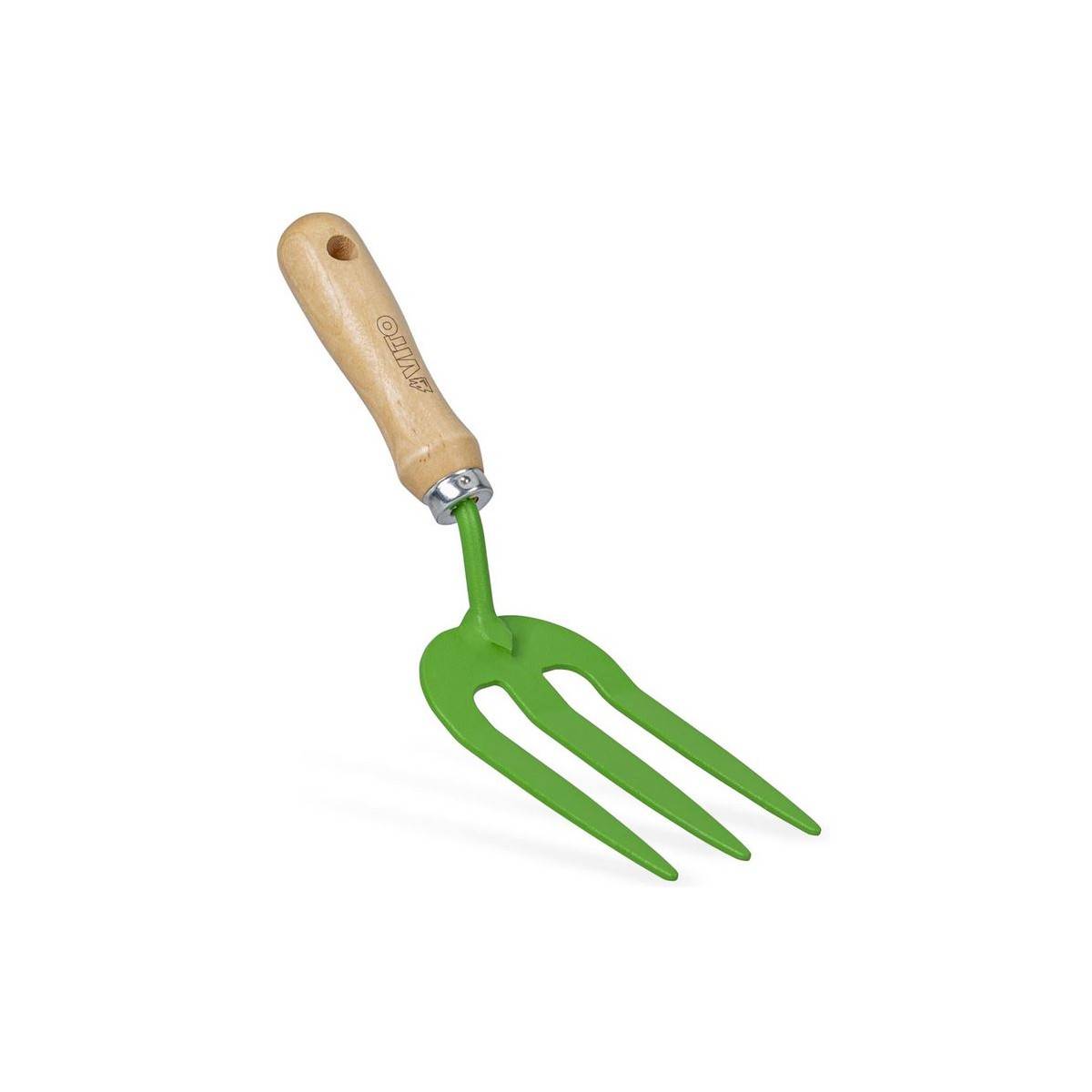 Rateau de jardin 3 dents Outil de jardin Acier et manche bois de hêtre VITO - Imagen 1
