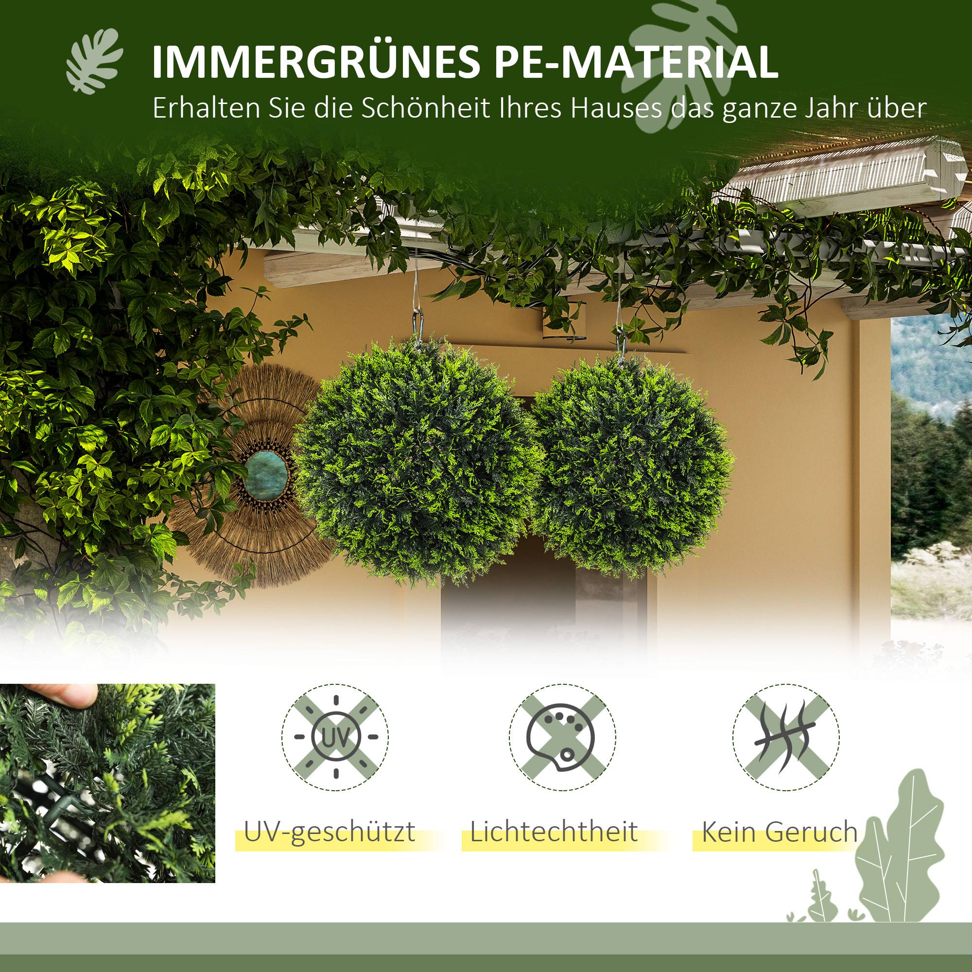 Boule Cèdre Artificielle Lot 2 Plastique Jardin Entrée Paysagisme Moderne 45cm Vert - ComfortXL Outdoor Living - Image 9