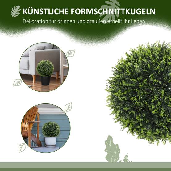 Boule Cèdre Artificielle Lot 2 Plastique Jardin Entrée Paysagisme Moderne 45cm Vert - ComfortXL Outdoor Living - Image 7