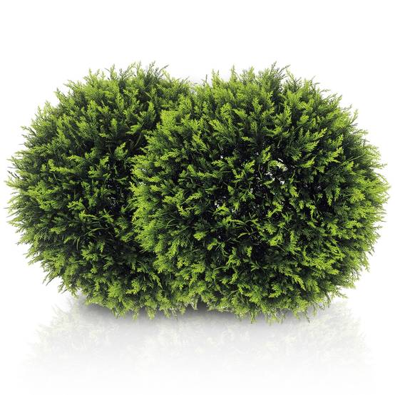 Boule Cèdre Artificielle Lot 2 Plastique Jardin Entrée Paysagisme Moderne 45cm Vert - ComfortXL Outdoor Living - Image 1