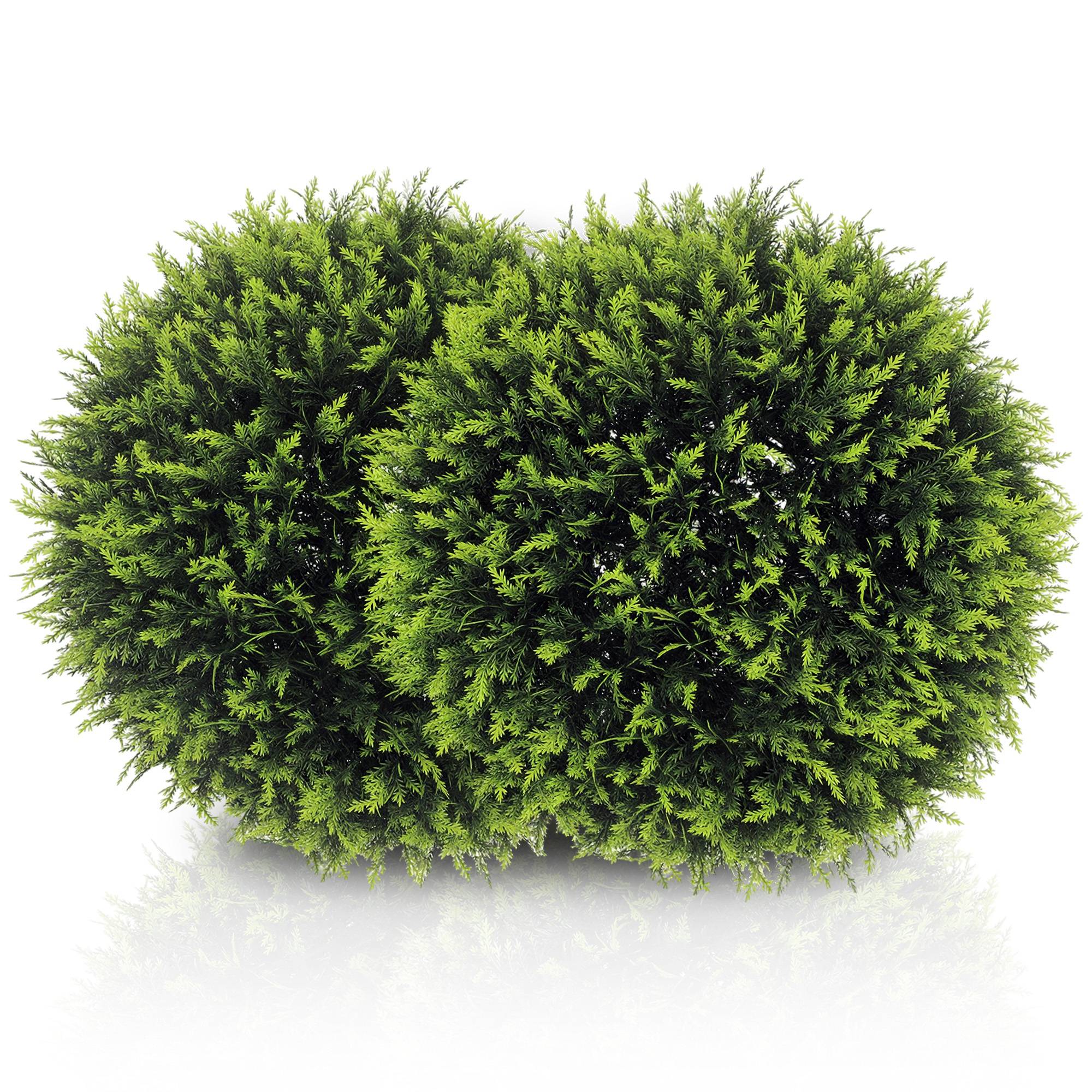 Boule Cèdre Artificielle Lot 2 Plastique Jardin Entrée Paysagisme Moderne 45cm Vert - ComfortXL Outdoor Living