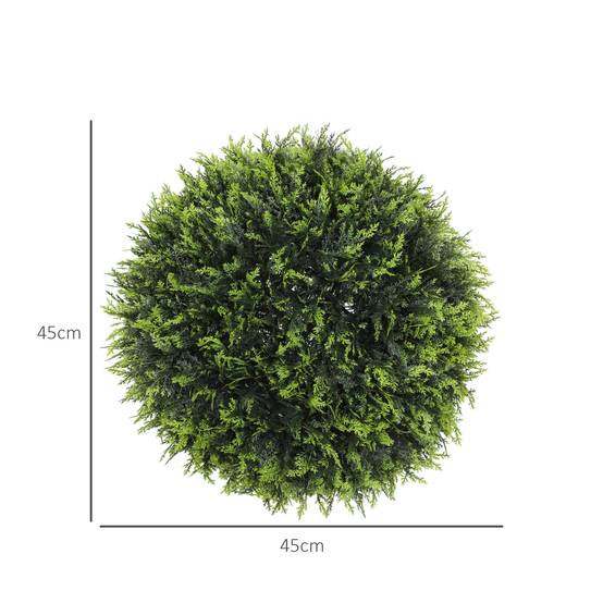 Boule Cèdre Artificielle Lot 2 Plastique Jardin Entrée Paysagisme Moderne 45cm Vert - ComfortXL Outdoor Living - Image 5