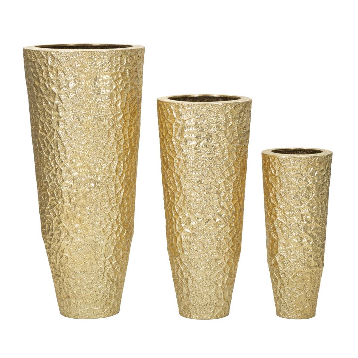 Lot de 3 Vases en Métal "Glasy" 114cm Or - Image 1