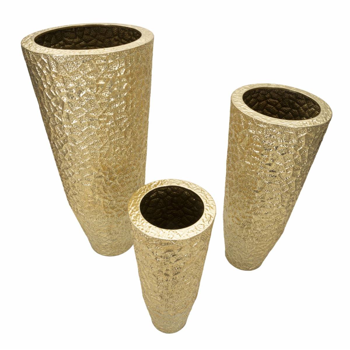 Lot de 3 Vases en Métal "Glasy" 114cm Or - Image 2