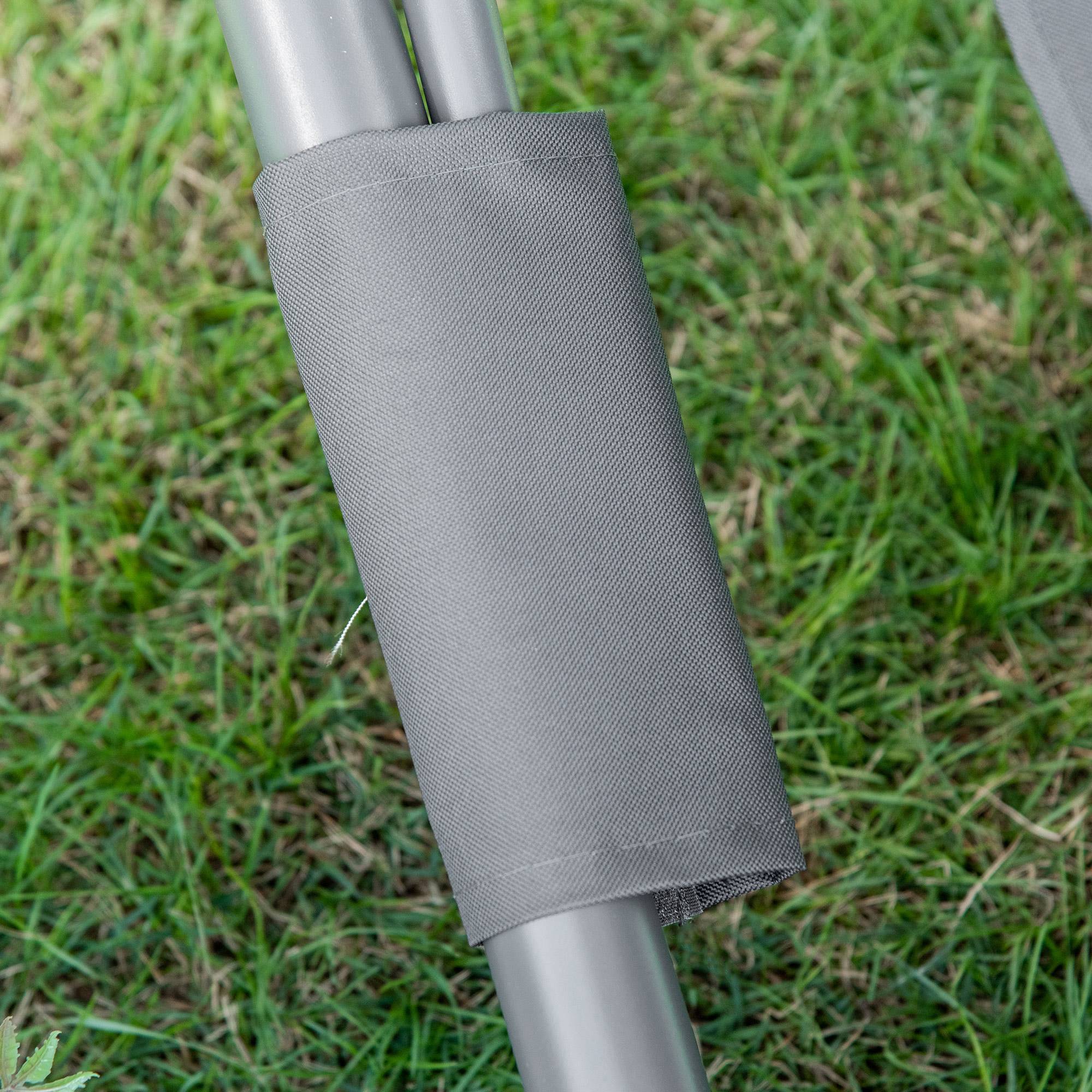 Outsunny - Bain de soleil 2 places lit de jardin design contemporain toit réglable 2 roulettes 2 oreillers acier époxy polyester gris - Outsunny - Imagen 9