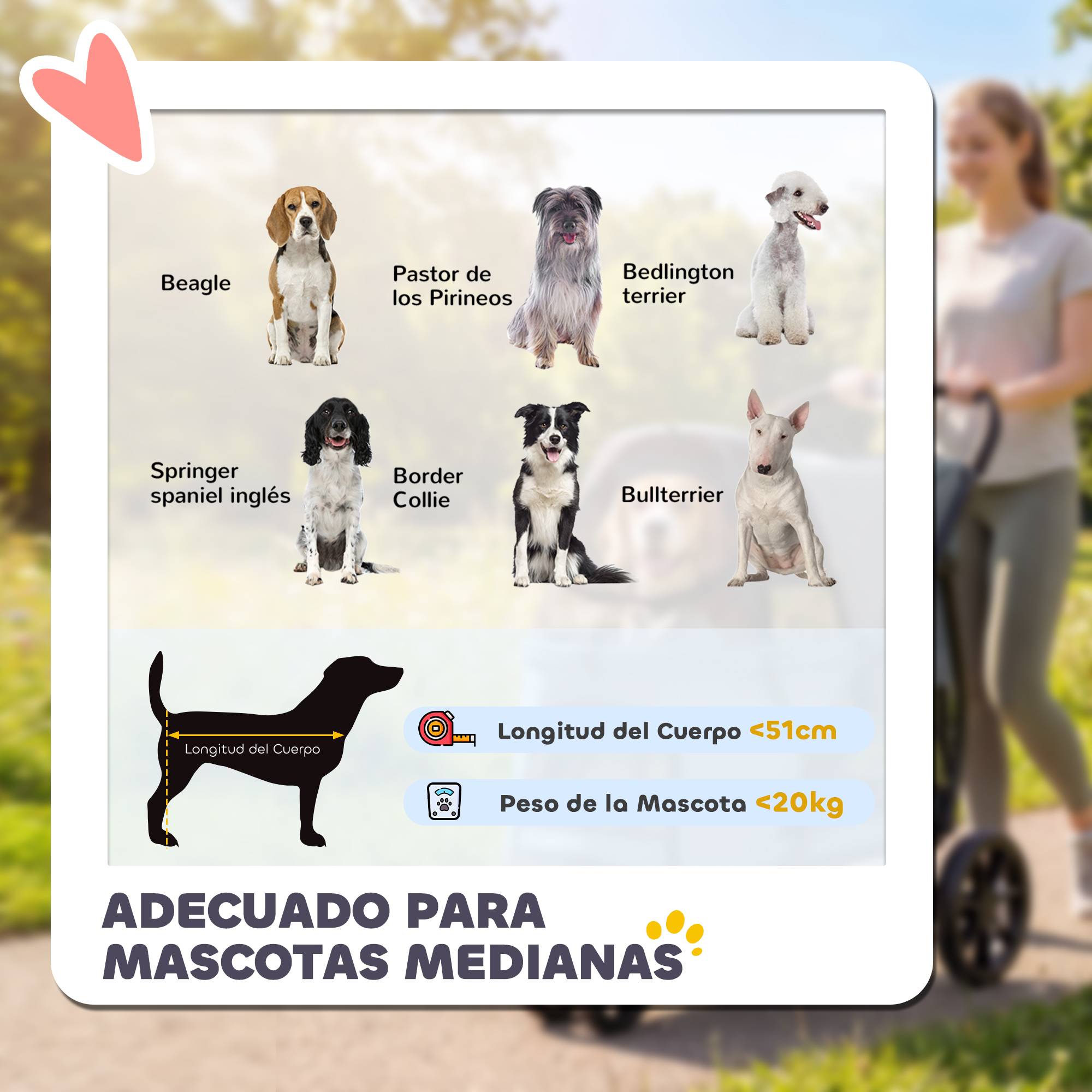 Poussette pliable pour chien à 3 roues, fenêtres en filet, coussin lavable, tout terrain, capacité de charge 20 kg, 92 x 63 x 95 cm, grise - Image 10