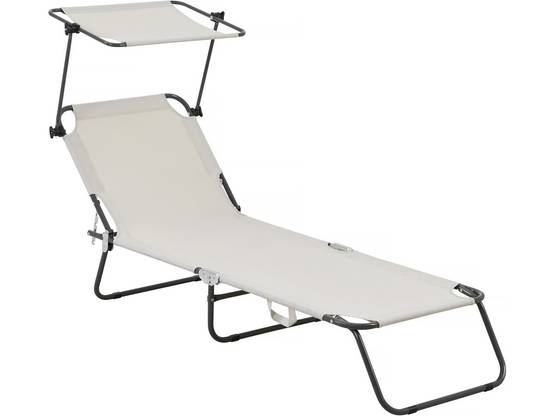 Habitat Et Jardin - Lot De 2 Bains De Soleil Pliable "lazy" - Avec Pare Soleil - Gris -habitat Et Jardin - Image 3
