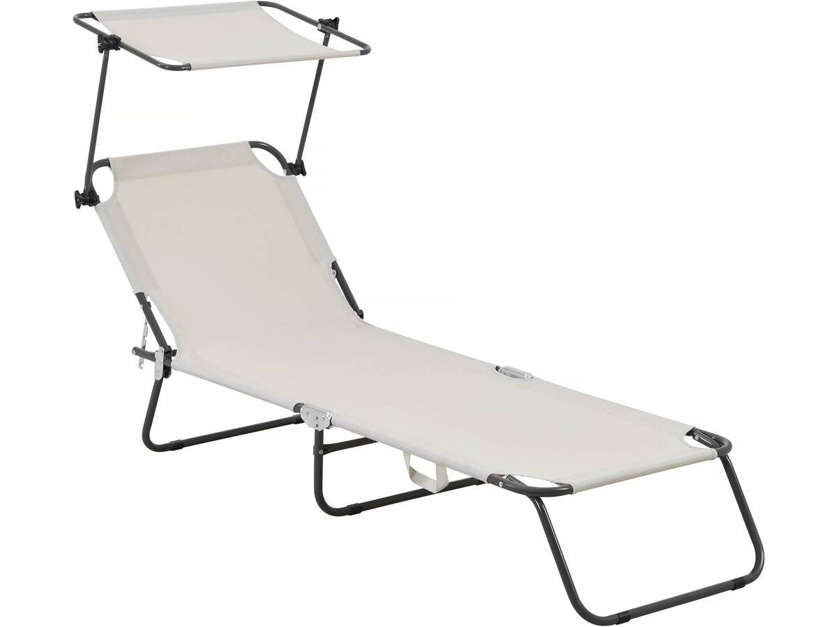 Habitat Et Jardin - Lot De 2 Bains De Soleil Pliable "lazy" - Avec Pare Soleil - Gris -habitat Et Jardin - Image 3