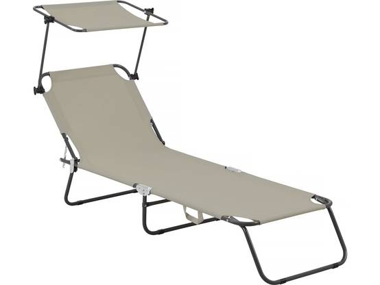 Habitat Et Jardin - Lot De 2 Bains De Soleil Pliable "lazy" - Avec Pare Soleil - Gris -habitat Et Jardin - Image 2