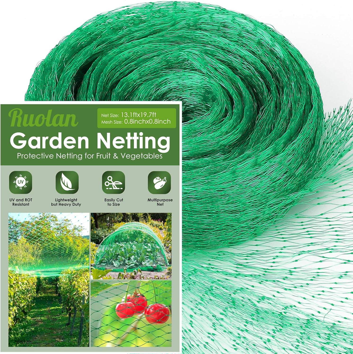 Filet de protection oiseaux vert L.12 x l.4 m - IntiMeg - Image 1