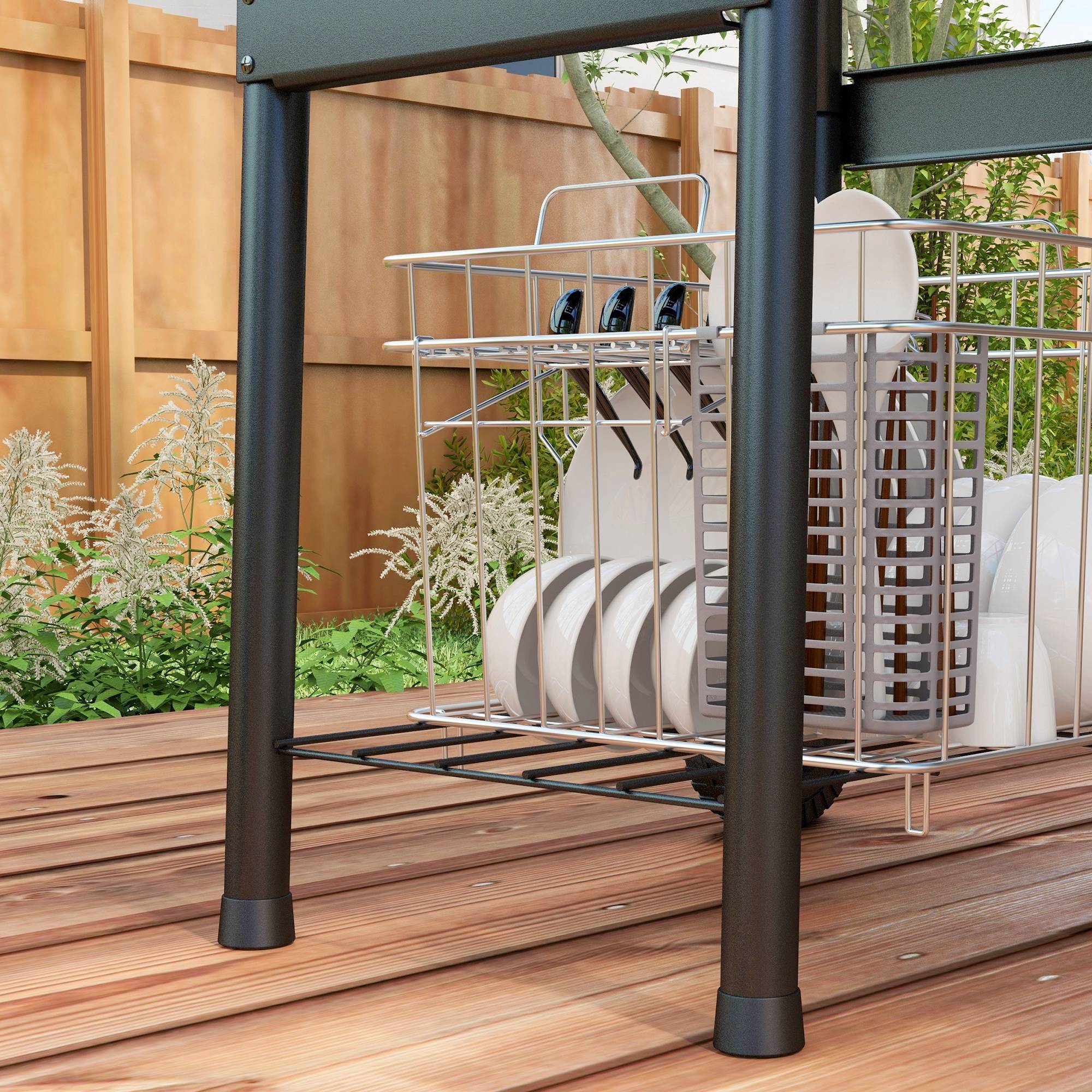 ComfortXL - Barbecue à charbon chariot métal jardin couvercle thermomètre cheminée noir 83 cm - ComfortXL Outdoor Living - Image 10