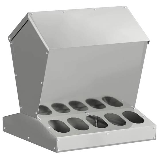 Nourrisseur Volaille Acier Galvanisé Étanche 5kg Argent - ComfortXL Outdoor Living - Image 2