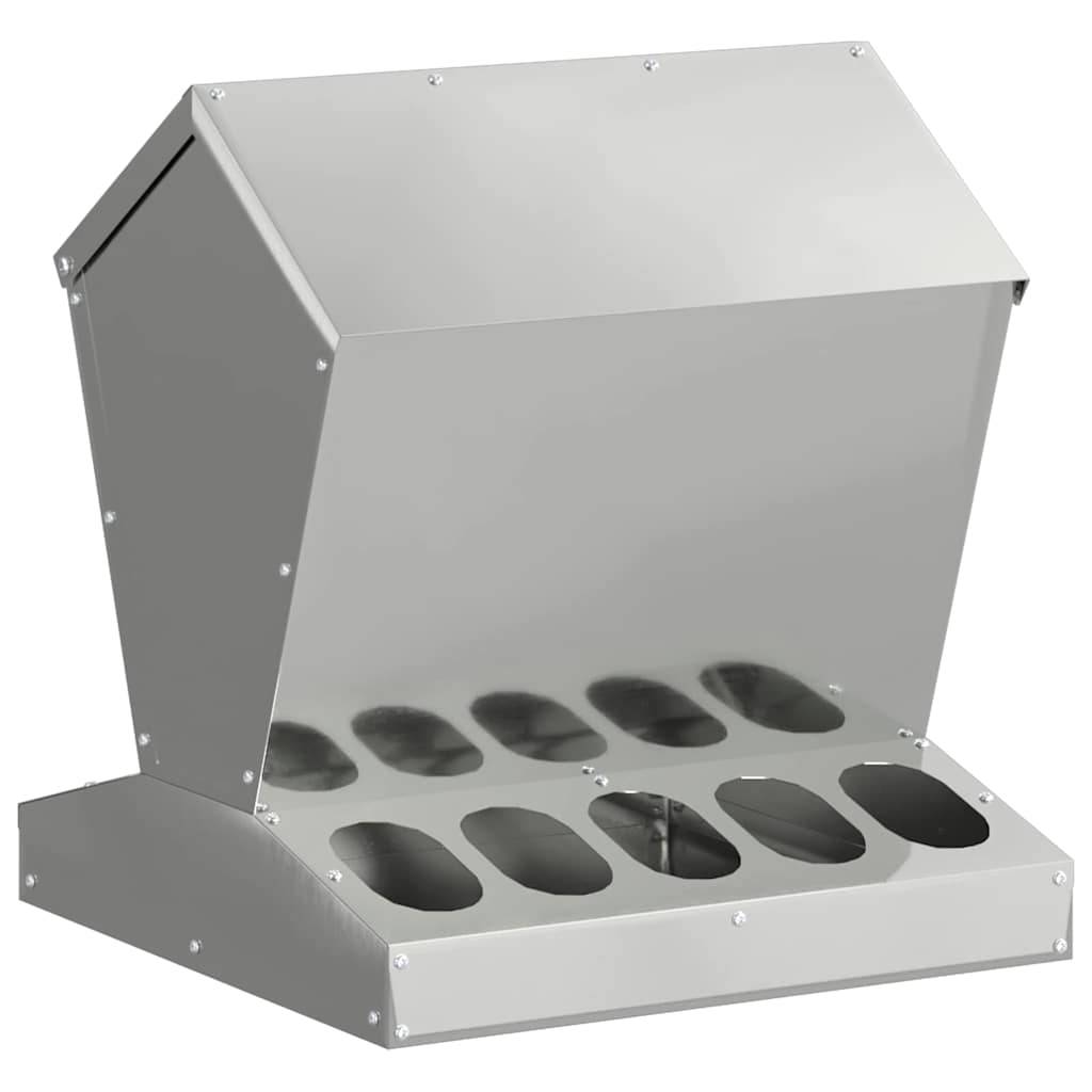 Nourrisseur Volaille Acier Galvanisé Étanche 5kg Argent - ComfortXL Outdoor Living - Image 2