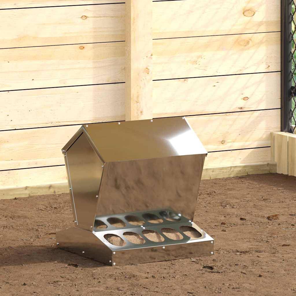 Nourrisseur Volaille Acier Galvanisé Étanche 5kg Argent - ComfortXL Outdoor Living - Image 1