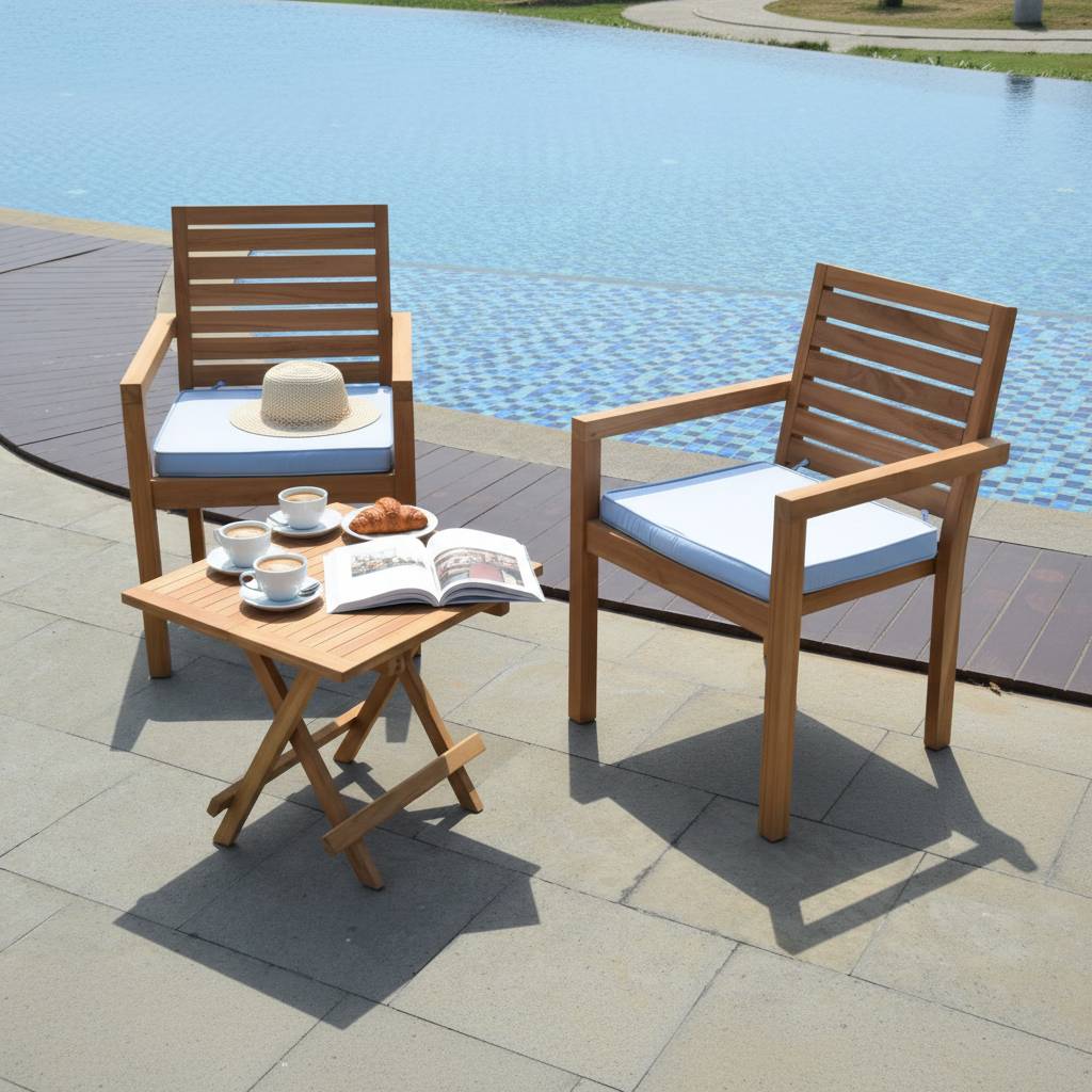 Fauteuils de jardin empilables en teck Tivoli (lot de 2) - TECK'Attitude - Image 2