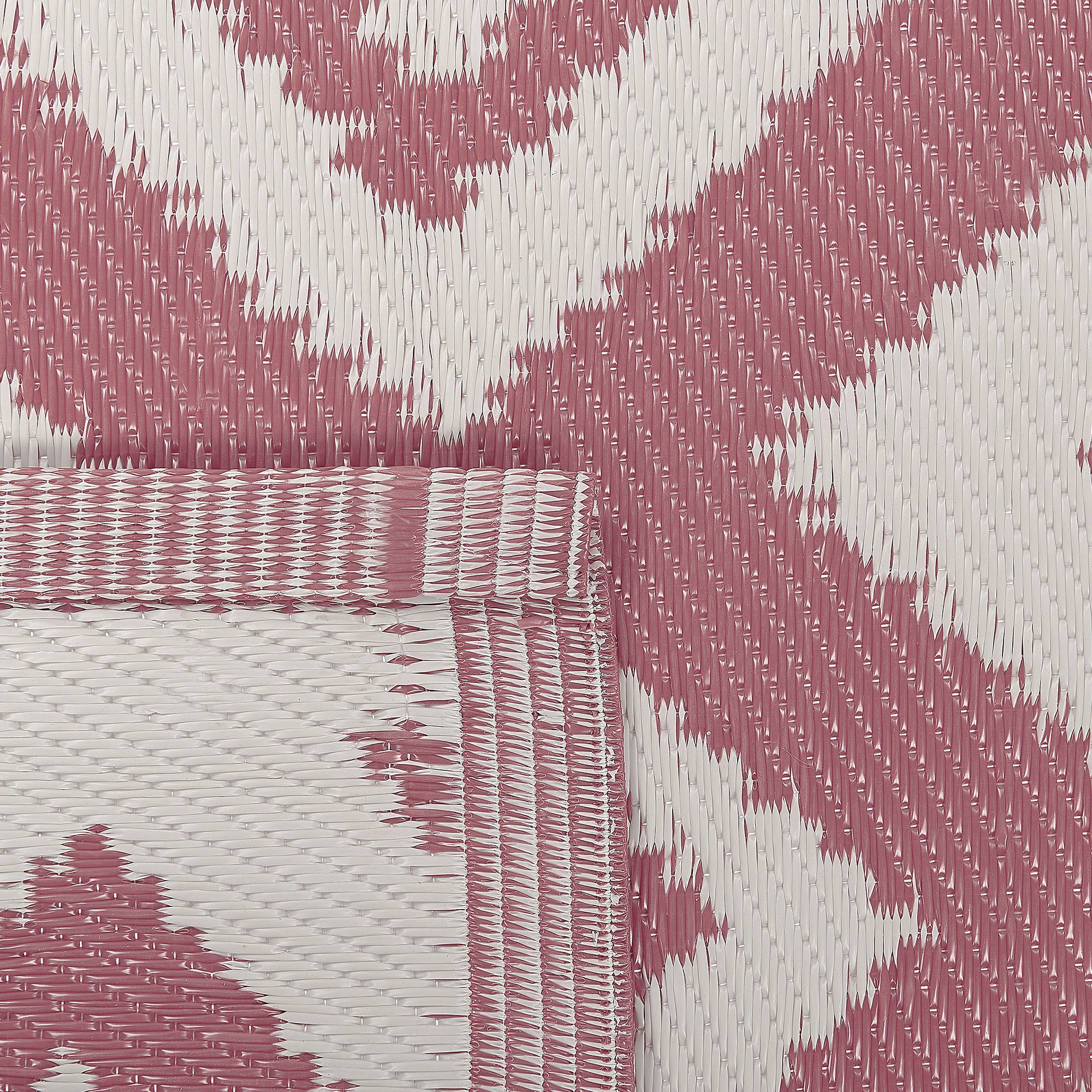 Beliani - Tapis Extérieur Intérieur Synthètique au Motif Zigzag Rose et Blanc Polyvalent Décoratif et Pratique pour Balcon Terrasse ou Salle de Bain 120 x 180 - Imagen 5