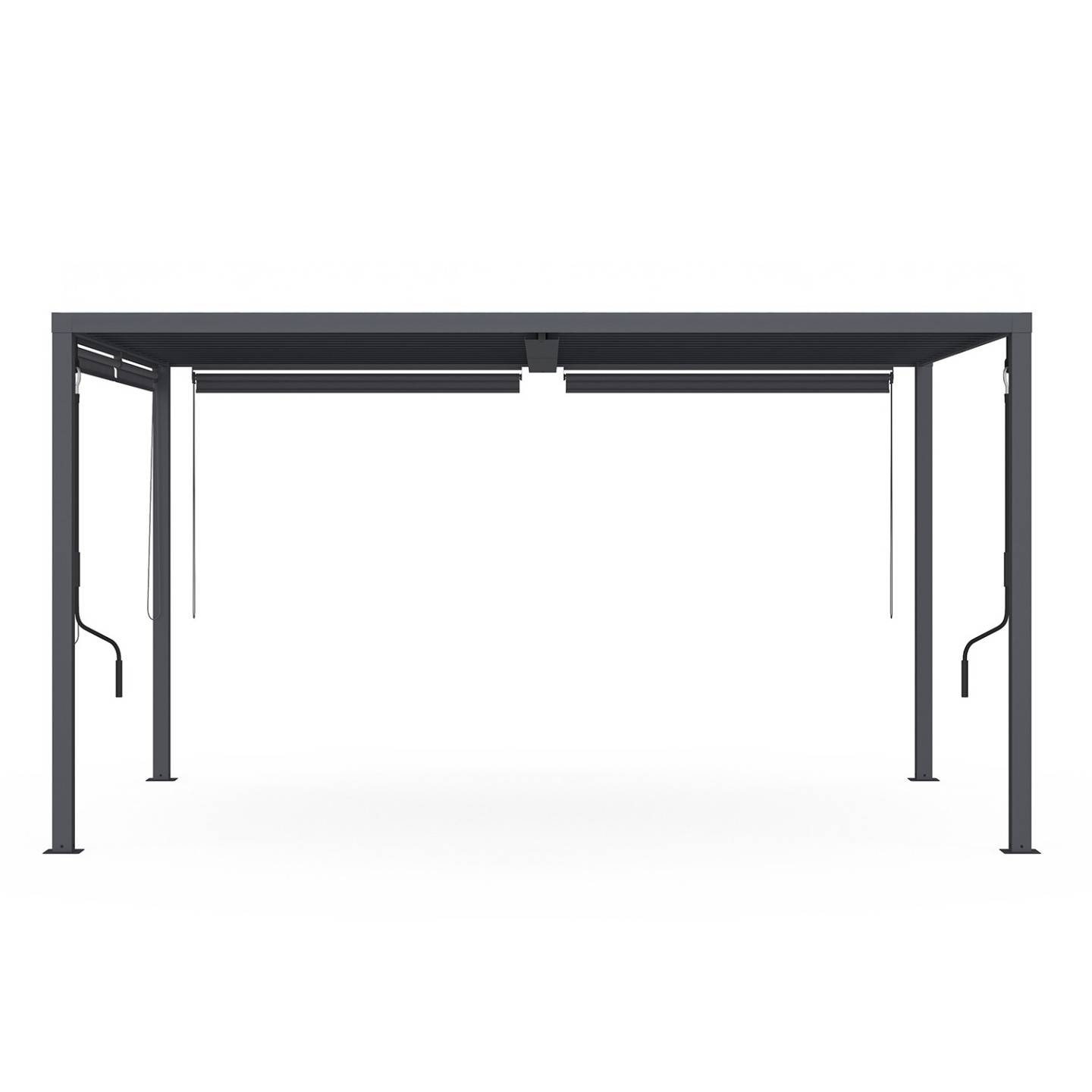 Pergola bioclimatique lames orientables acier 3x4 M et 4 stores gris anthracite - Image 3