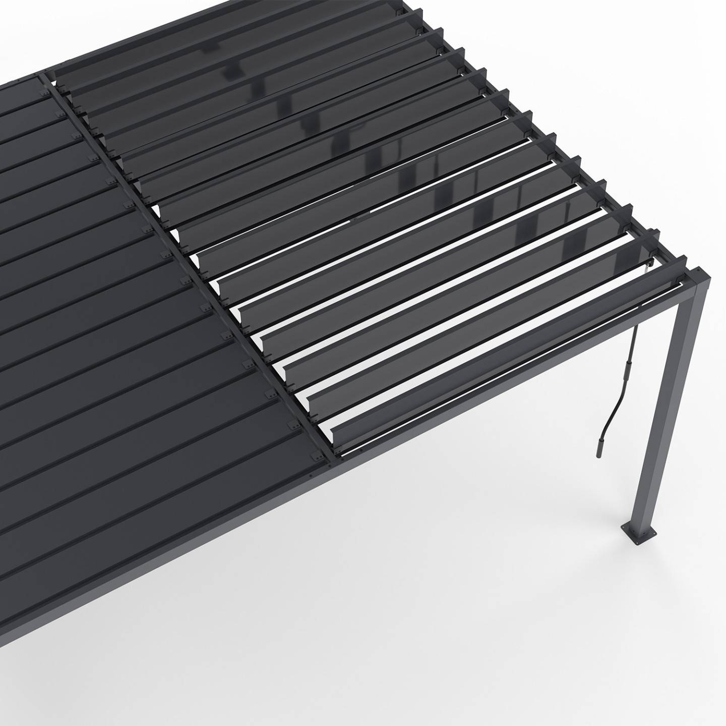 Pergola bioclimatique lames orientables acier 3x4 M et 4 stores gris anthracite - Image 6