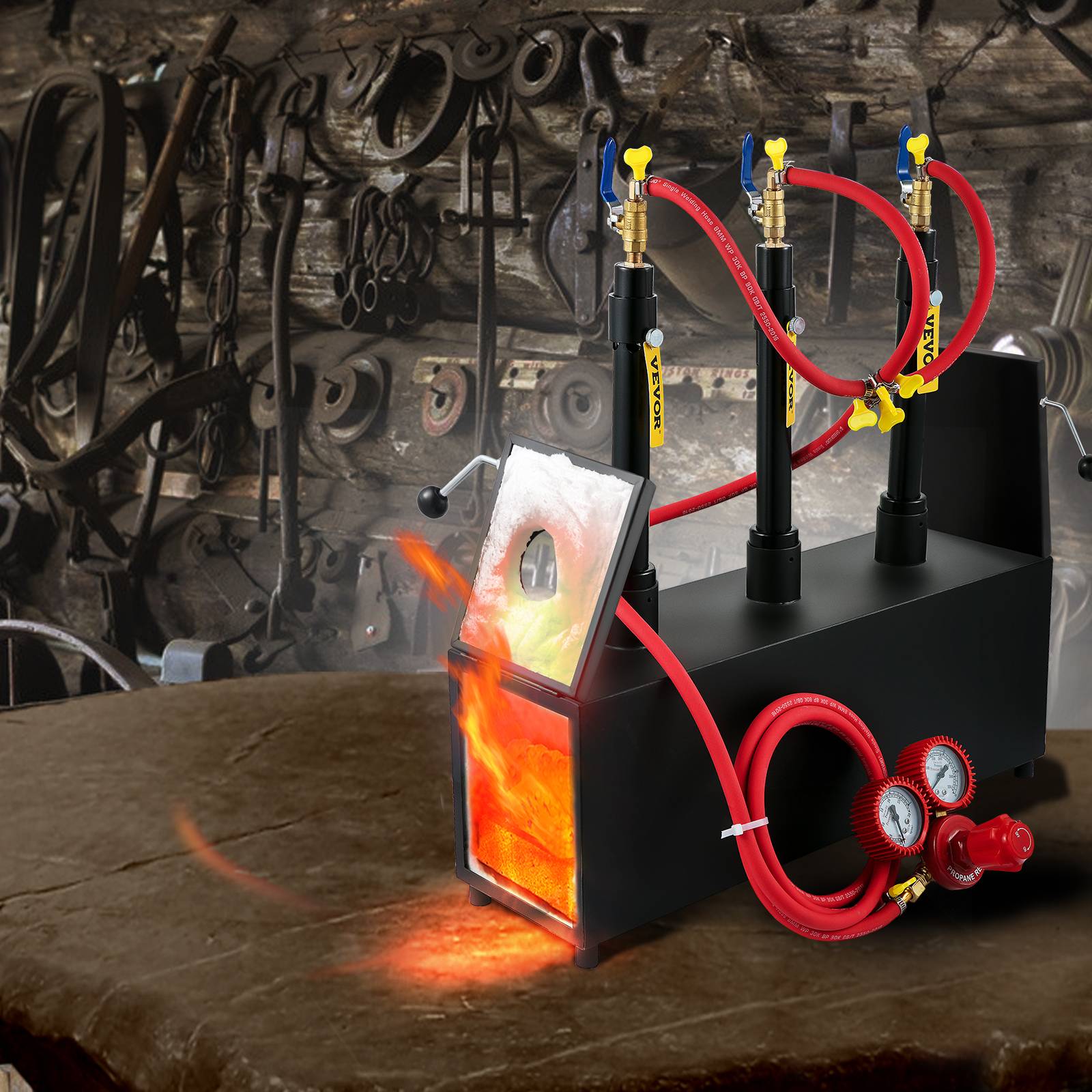 VEVOR Forge à Gaz Propane 15 L, Four de Fusion Portable avec 3 Brûleurs, 230 kWh, pour Forgeage Métaux. - Image 8