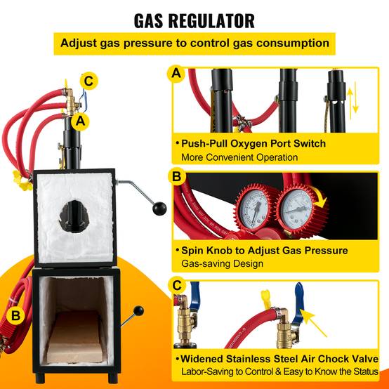VEVOR Forge à Gaz Propane 15 L, Four de Fusion Portable avec 3 Brûleurs, 230 kWh, pour Forgeage Métaux. - Image 5